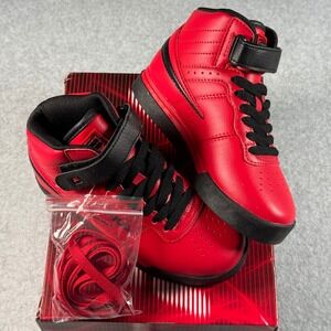 FILA Vulc 13 Red Black High‑Top Kid's 13.5 Classic Strap Sneakers NIB